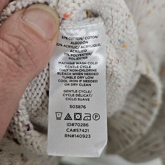 Loft Ivory Multicolor Speckle Oversize Cowl Neck Sweater Dolman Sleeve Small - Picture 8 of 10